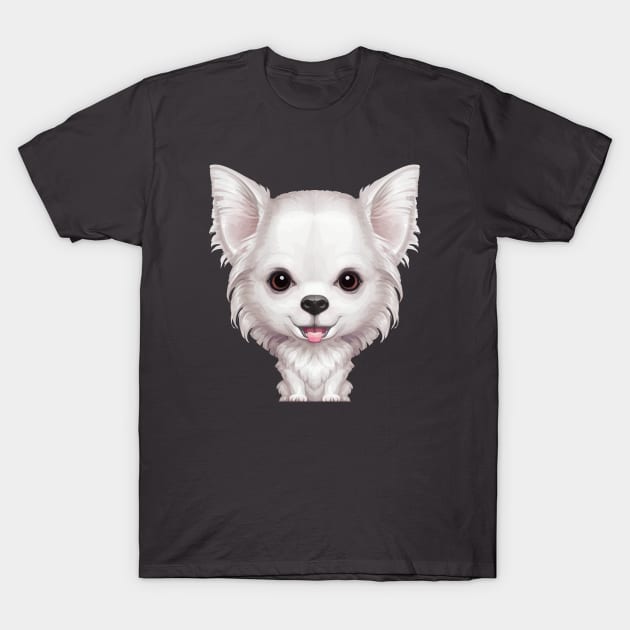 White Long Coat Chihuahua Dog T-Shirt by stonemask